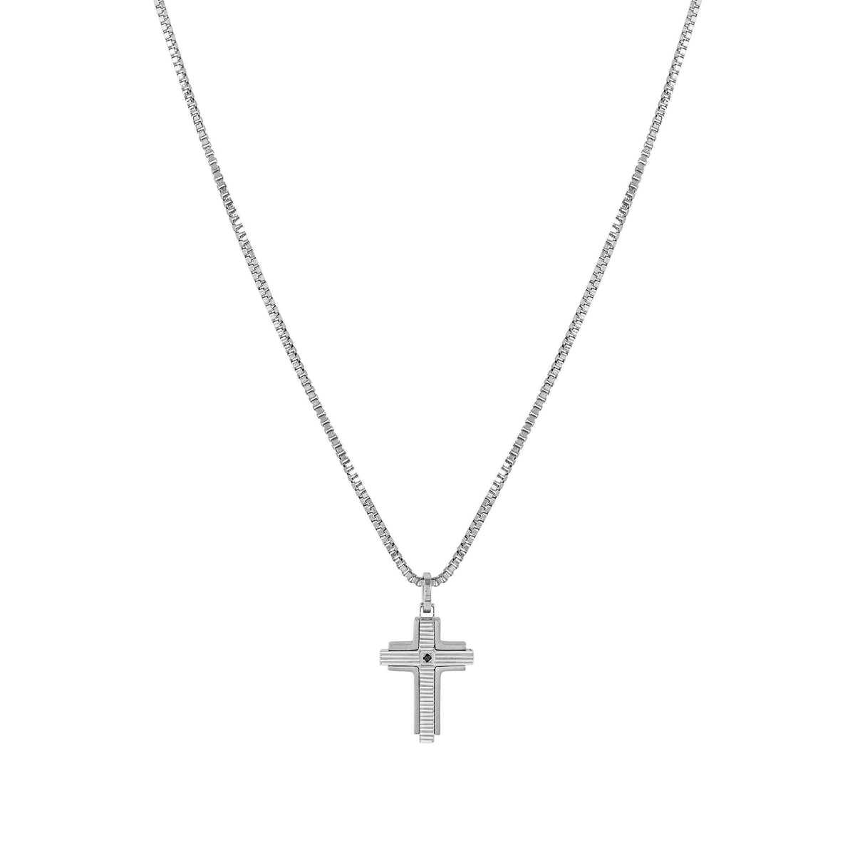 Nomination Strong Diamond Cross Necklace with Black Diamond, Silver - angle
