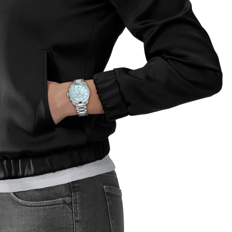 Tissot PR 100 36mm Quartz Chronograph Blue Mother-of-Pearl Dial