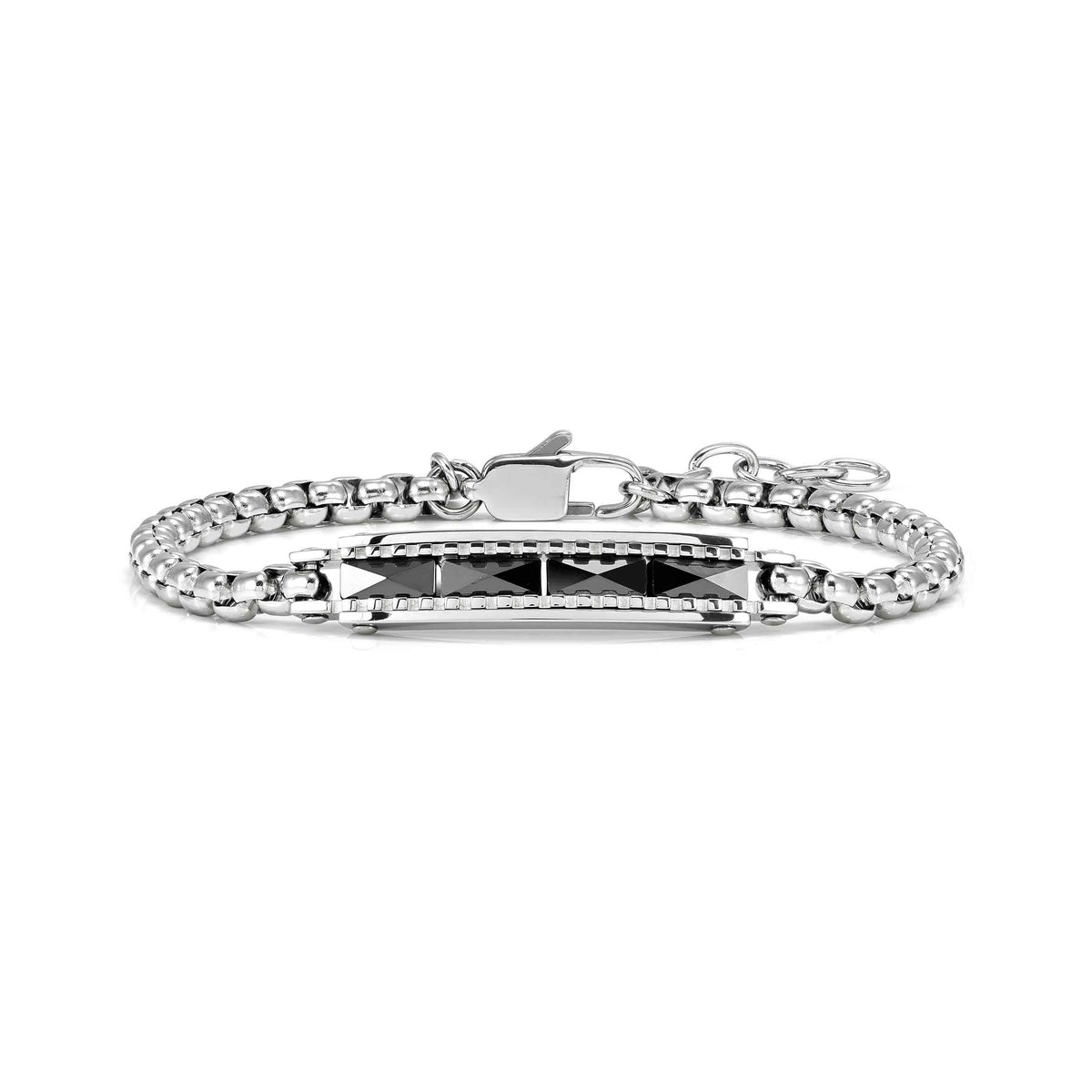 Nomination Virtus Code stainless steel bracelet with black ceramic plate