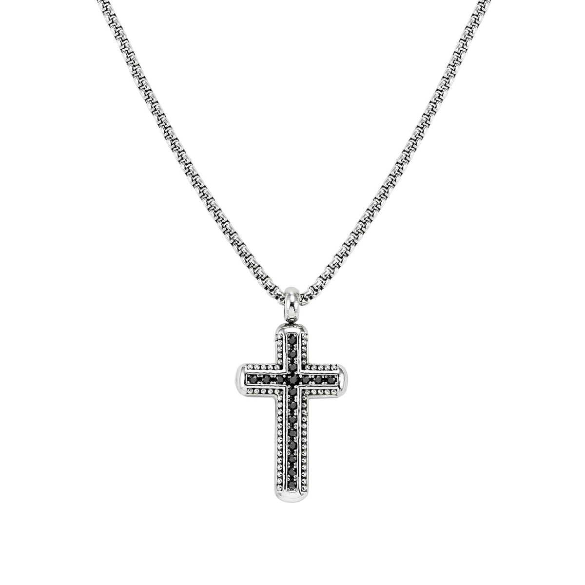 Nomination Bold Steel cross necklace with black cubic zirconia