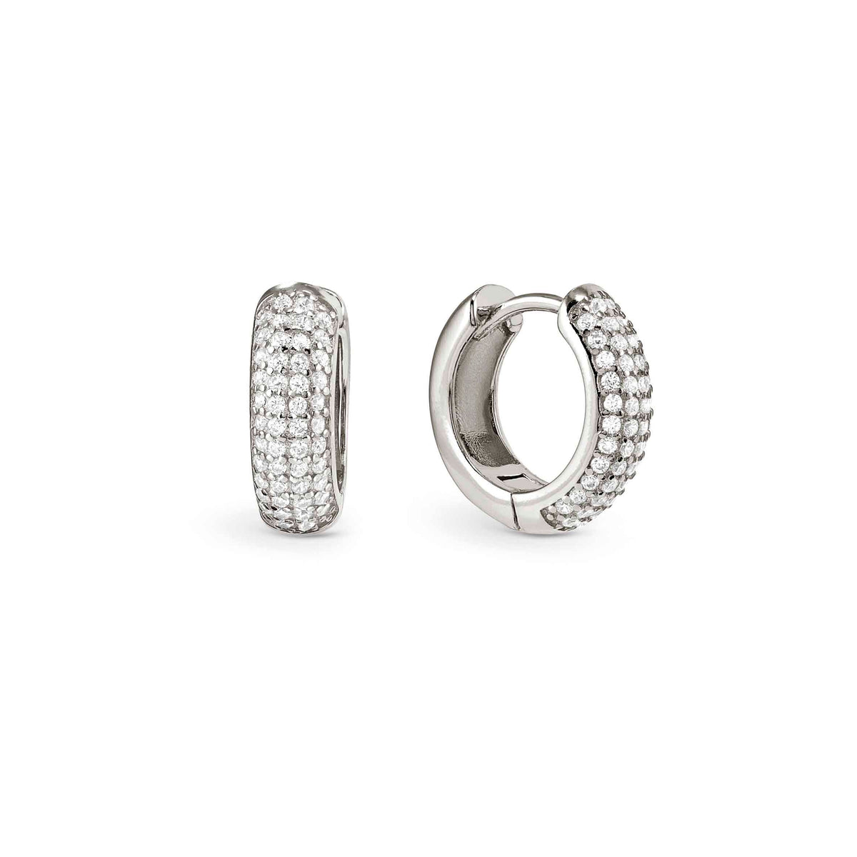 Nomination Siren Dream Huggie Earrings, Pave Cubic Zirconia, Silver