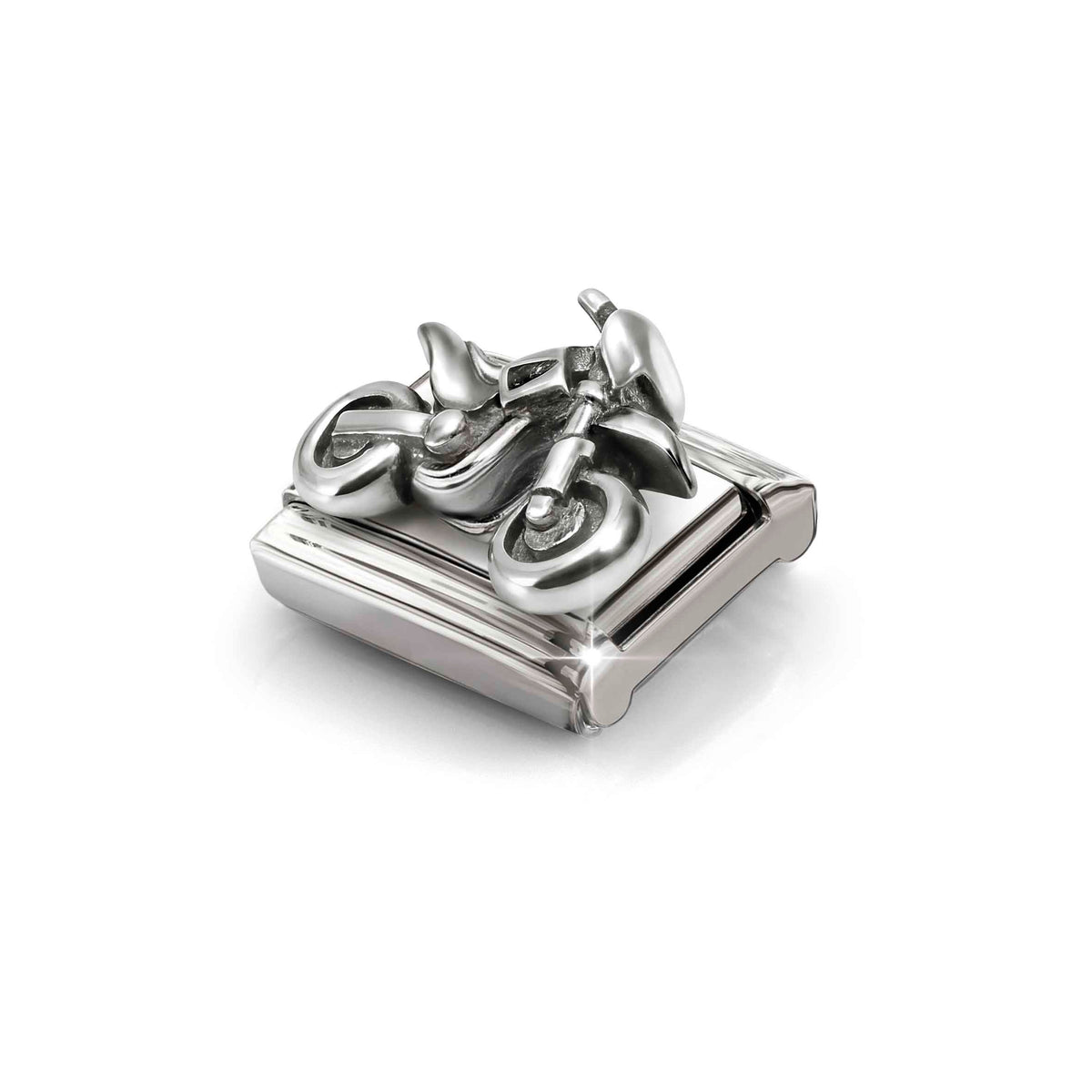 Nomination Composable Link Motorcross Bike, Oxidized Silver - angle 2