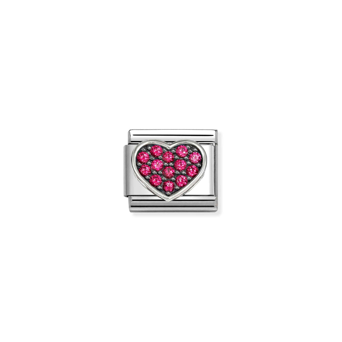 Nomination Composable Link Heart, Red Stones, 925 Sterling Silver