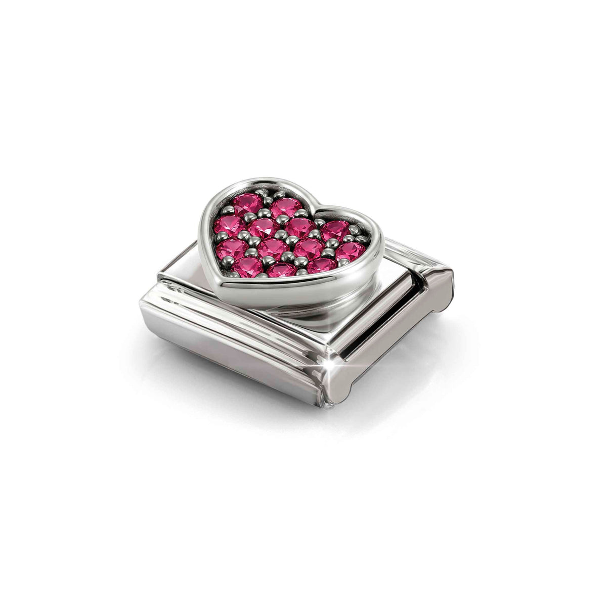 Nomination Composable Link Heart, Red Stones, 925 Sterling Silver
