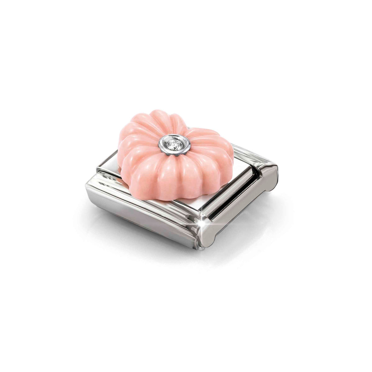 Nomination Composable Link Pink Crimped Heart, 925 Sterling Silver