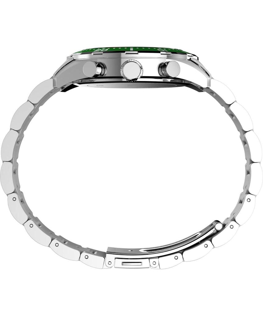 Timex Ridgefield Chronograph Stainless Steel Bracelet Watch Green Dial