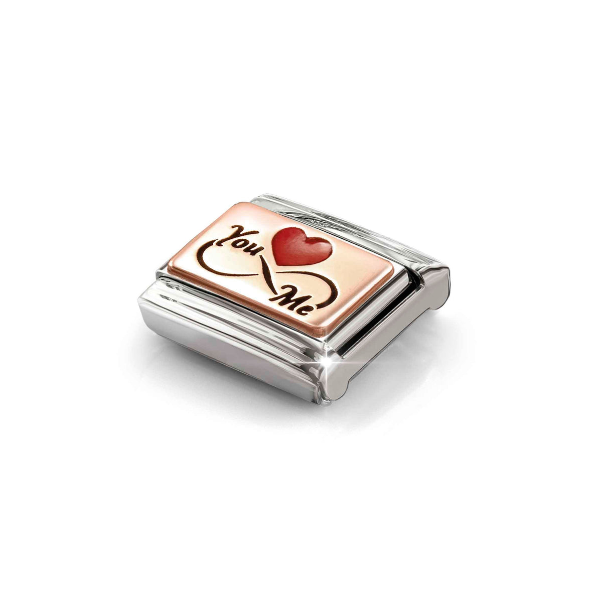 Nomination Composable Link You & Me Infinity, Red Heart, 9K Gold Enamel