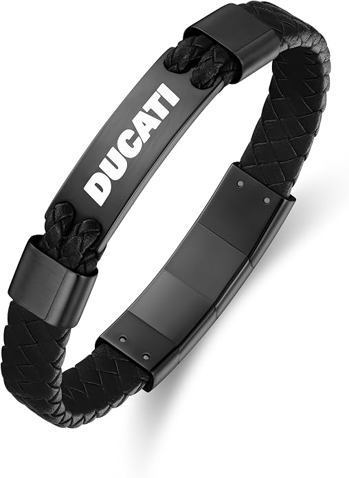 Ducati Expedition DTAGB0004804 Men's Leather Stainless Steel Bracelet Black