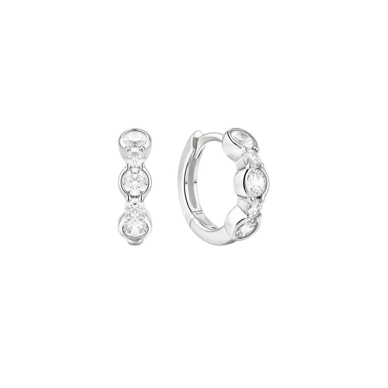 Ania Haie Alternating Half-Bezel Huggie Hoop Women's Earrings