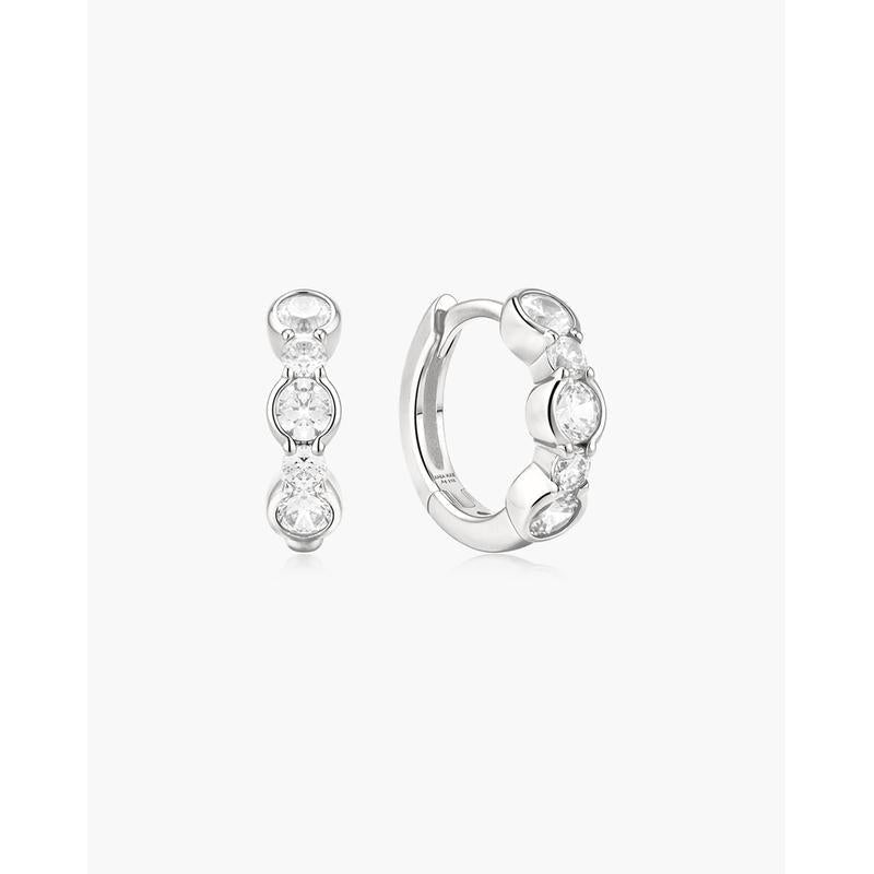 Ania Haie Alternating Half-Bezel Huggie Hoop Women's Earrings
