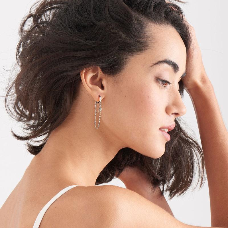 Ania Haie Bohemian Chain Drop Mini Hoops