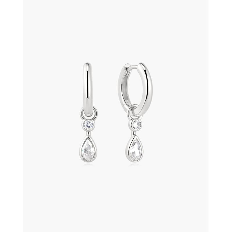 Ania Haie Dangling Bezel Teardrop Women's Huggie Hoop Earrings