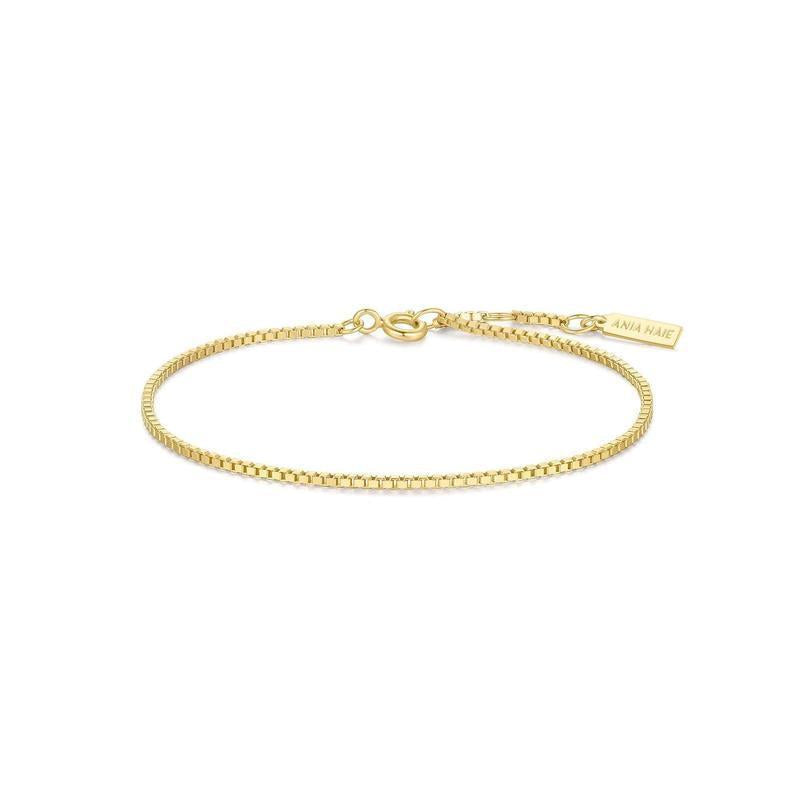 Ania Haie Elegant 925 Sterling Silver Gold Box Chain Bracelet