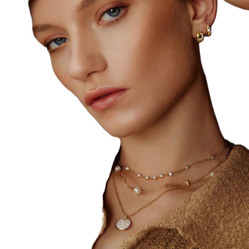 Ania Haie Elegant Gold Multi-Station Round Stone Chain Necklace