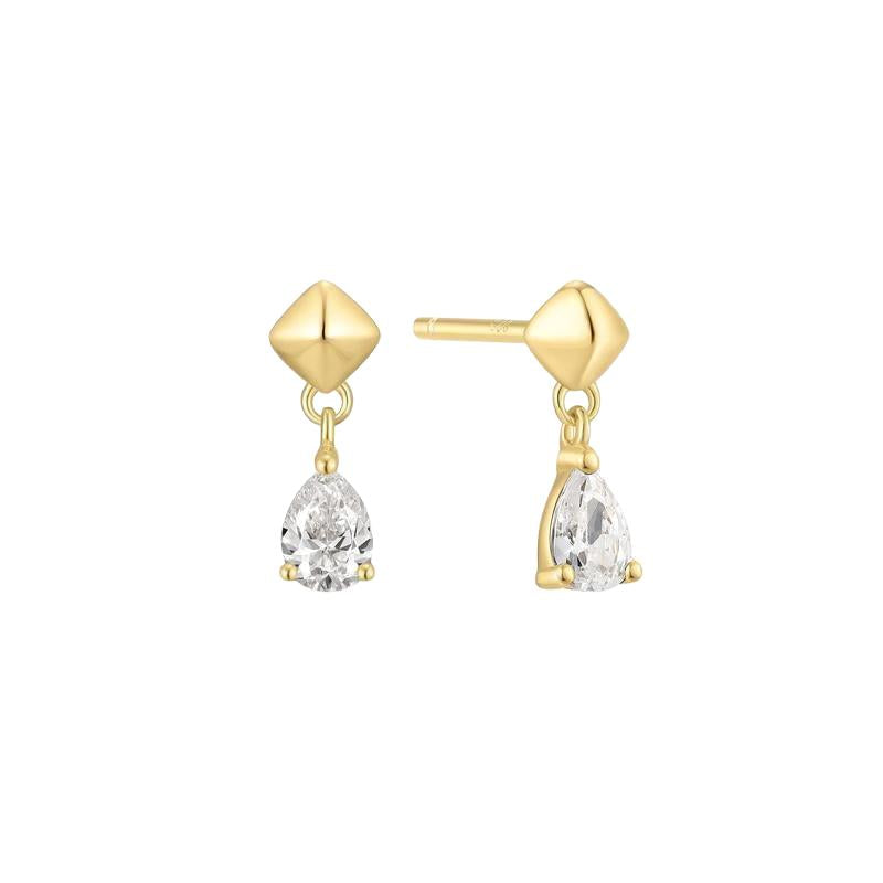 Ania Haie Elegant Gold Pyramid Dangle Stud Earrings