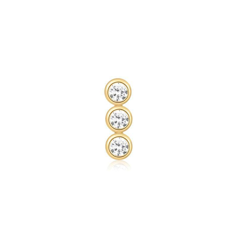 Ania Haie Elegant Gold Triple Stone Bezel Barbell Single Earring