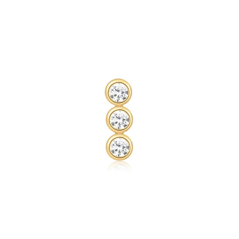 Ania Haie Elegant Gold Triple Stone Bezel Barbell Single Earring