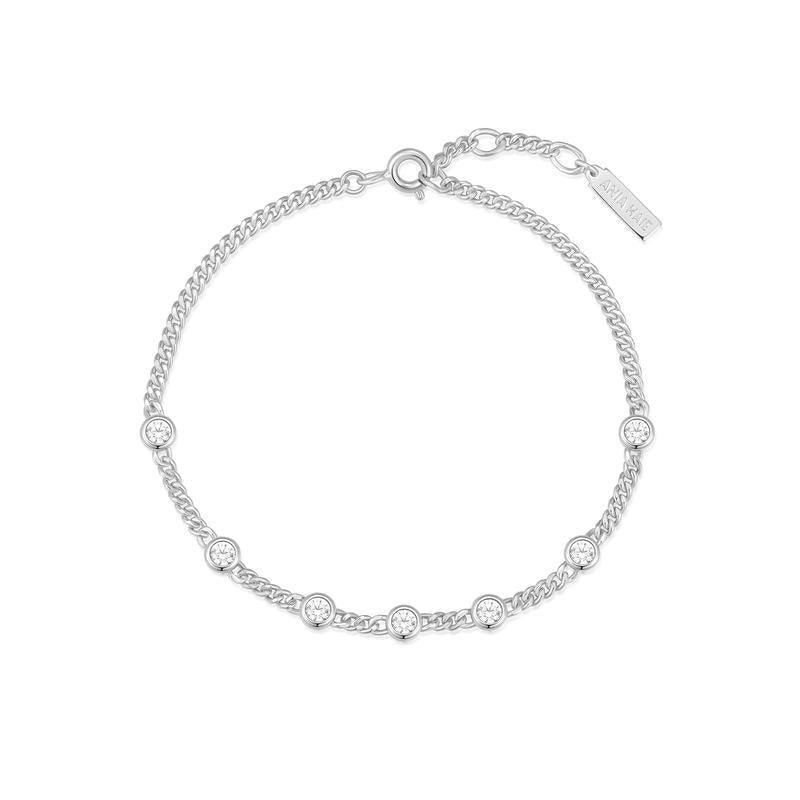 Ania Haie Elegant Silver Multi‑Station Round Stone Chain Bracelet