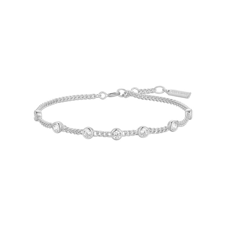Ania Haie Elegant Silver Multi‑Station Round Stone Chain Bracelet