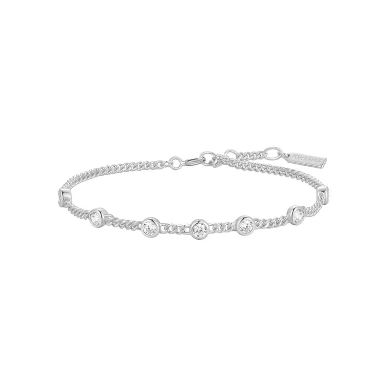 Ania Haie Elegant Silver Multi‑Station Round Stone Chain Bracelet