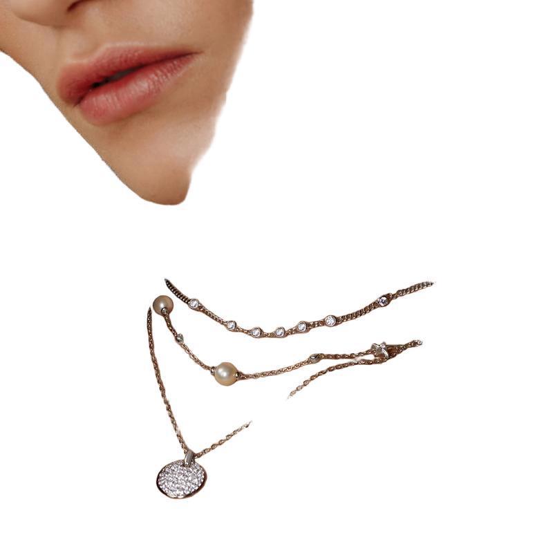 Ania Haie Elegant Silver Multi-Station Round Stone Chain Necklace