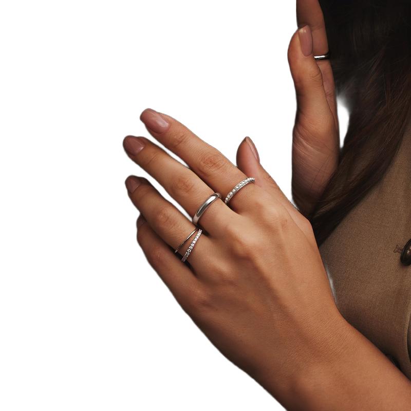 Ania Haie Elegant Silver Shell Pearl Beaded Ring