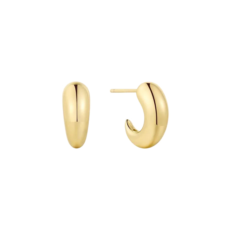 Ania Haie Fluid Light Gold Dome Stud Hoop Earrings