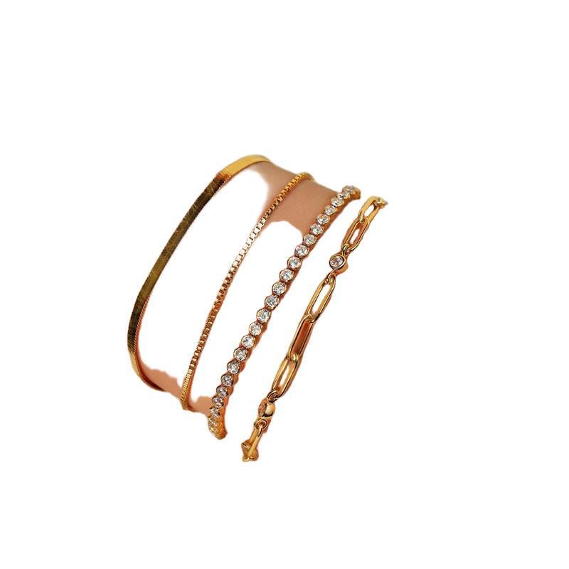 Ania Haie Gold Bezel Station Paper Clip Chain Bracelet
