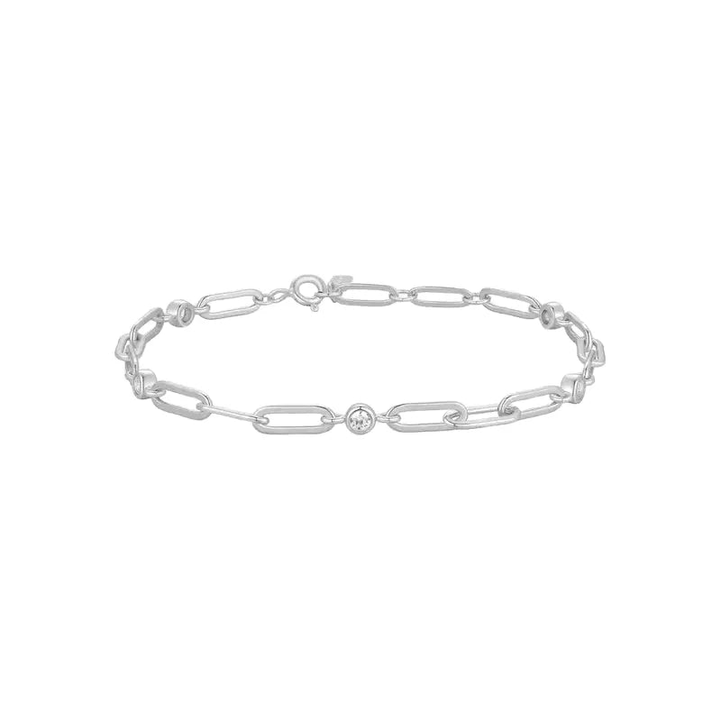 Ania Haie Gold Bezel Station Paper Clip Chain Bracelet