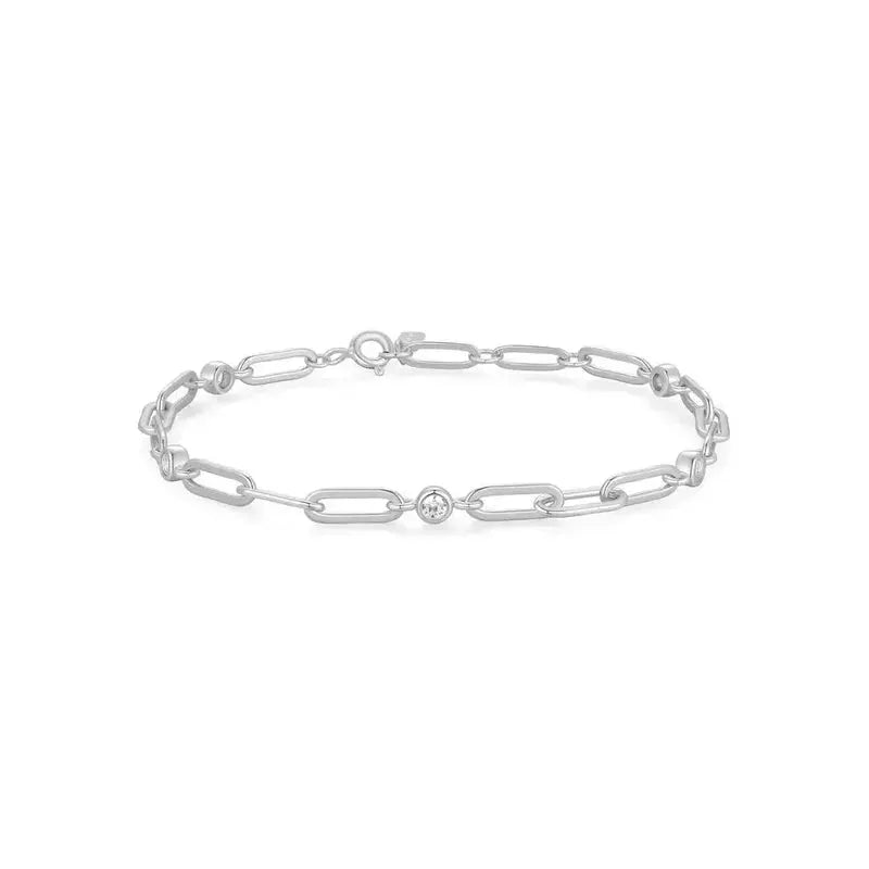 Ania Haie Gold Bezel Station Paper Clip Chain Bracelet