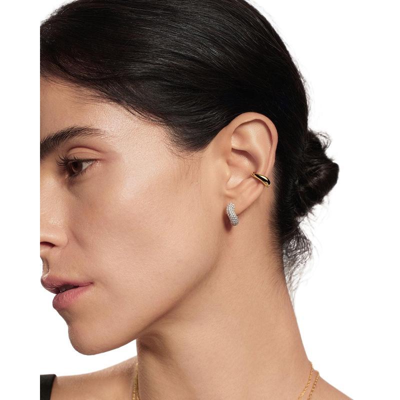Ania Haie Gold Chunky Pave Wave Huggie Hoop Earrings