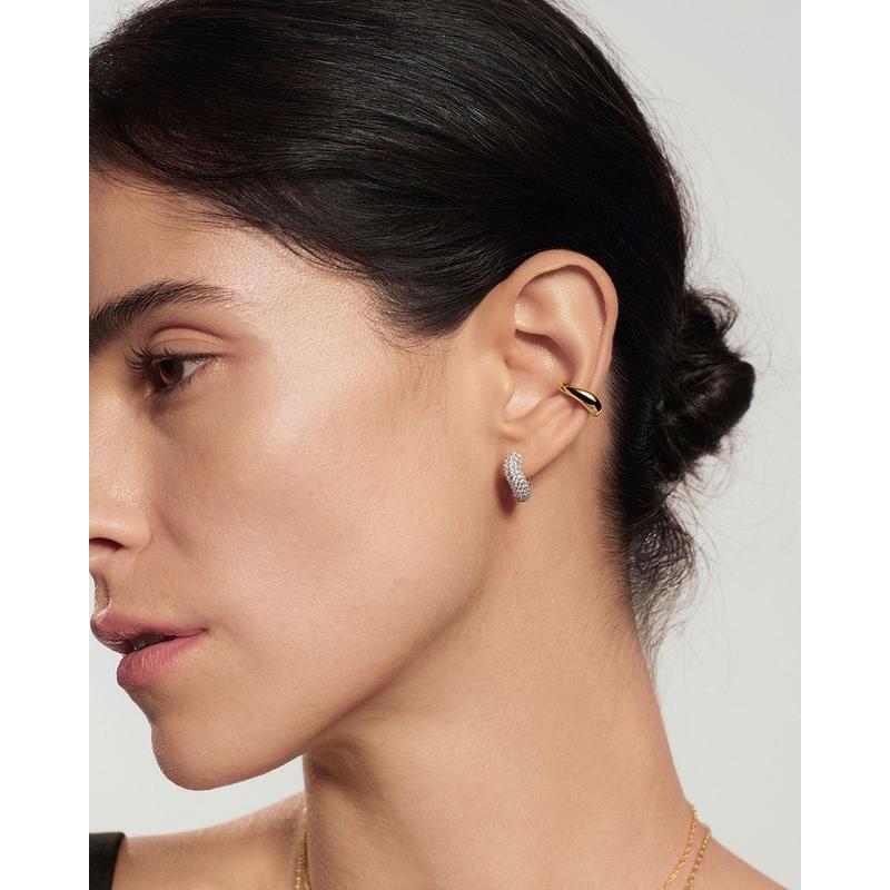 Ania Haie Gold Chunky Pave Wave Huggie Hoop Earrings