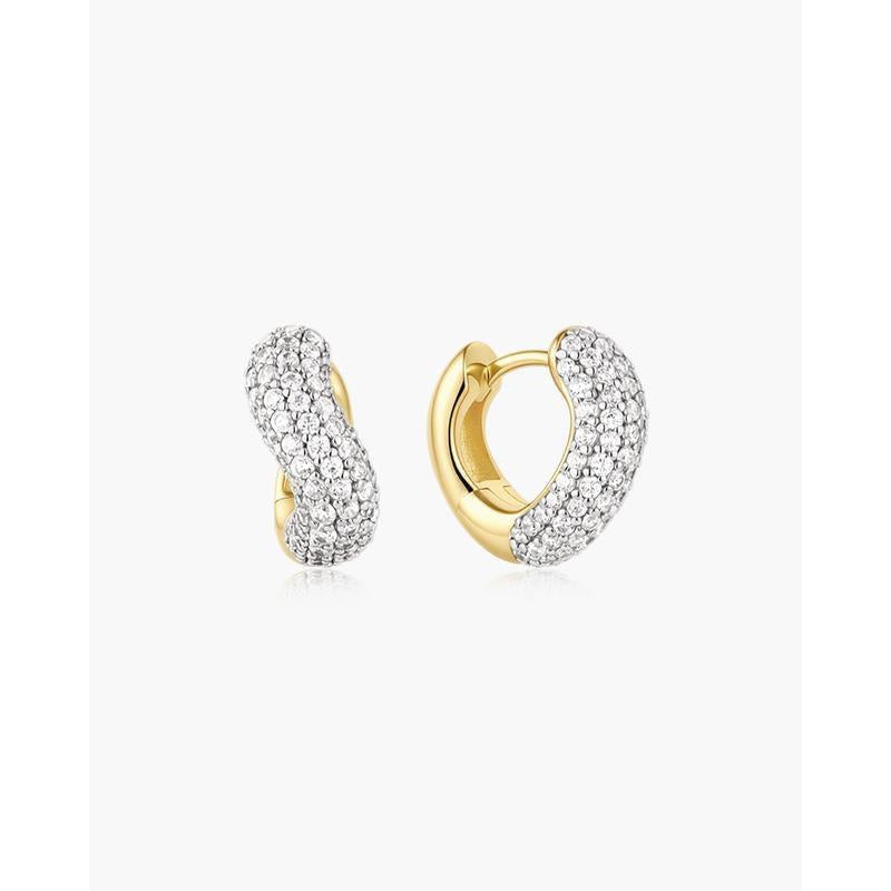 Ania Haie Gold Chunky Pave Wave Huggie Hoop Earrings