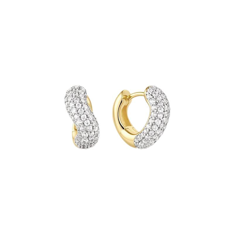 Ania Haie Gold Chunky Pave Wave Huggie Hoop Earrings