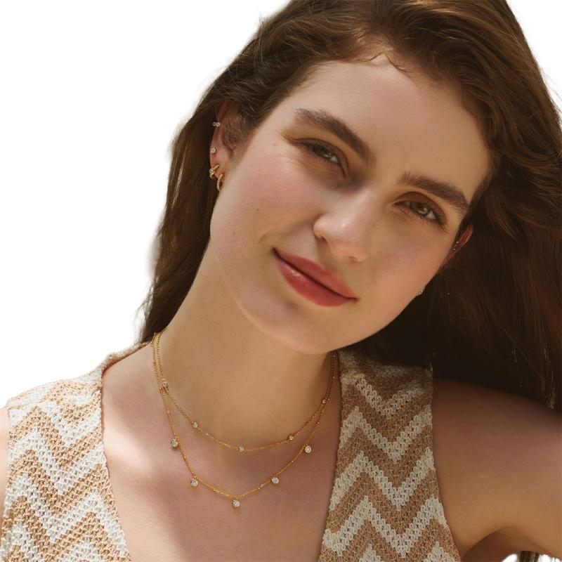 Ania Haie Gold Classic Bezel-Set Station Necklace