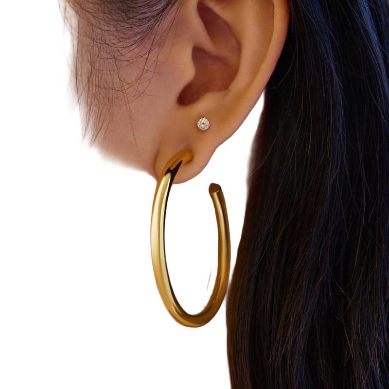 Ania Haie Gold Classic Tube Large Hoop Earrings