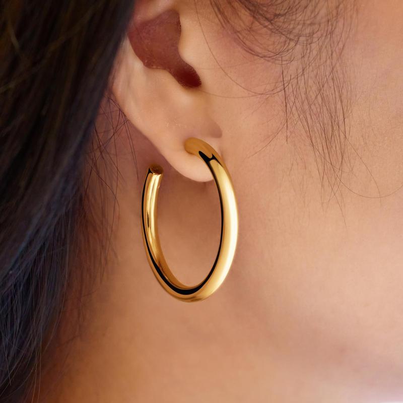 Ania Haie Gold Classic Tube Oversized Hoop Earrings