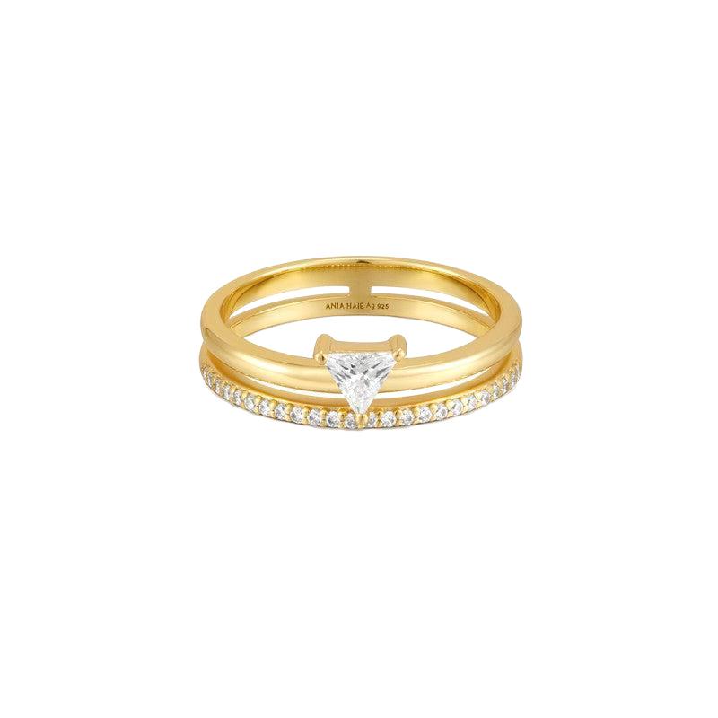 Ania Haie Gold Double White Triangle Stacker Ring