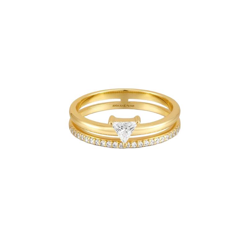 Ania Haie Gold Double White Triangle Stacker Ring