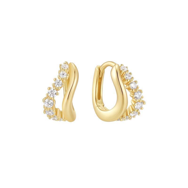 Ania Haie Gold Duet Wave Huggie Hoop Earrings