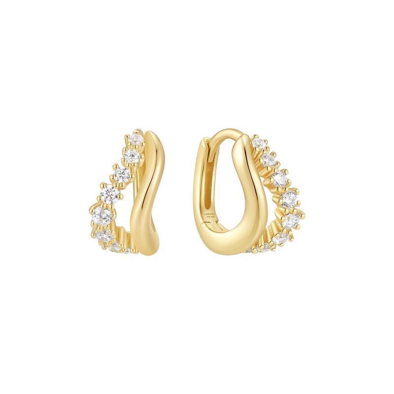 Ania Haie Gold Duet Wave Huggie Hoop Earrings