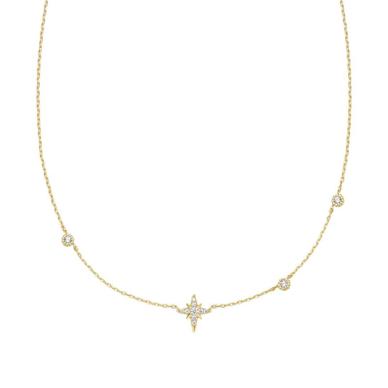 Ania Haie Gold Eight-Pointed Star Cubic Zirconia Station Necklace
