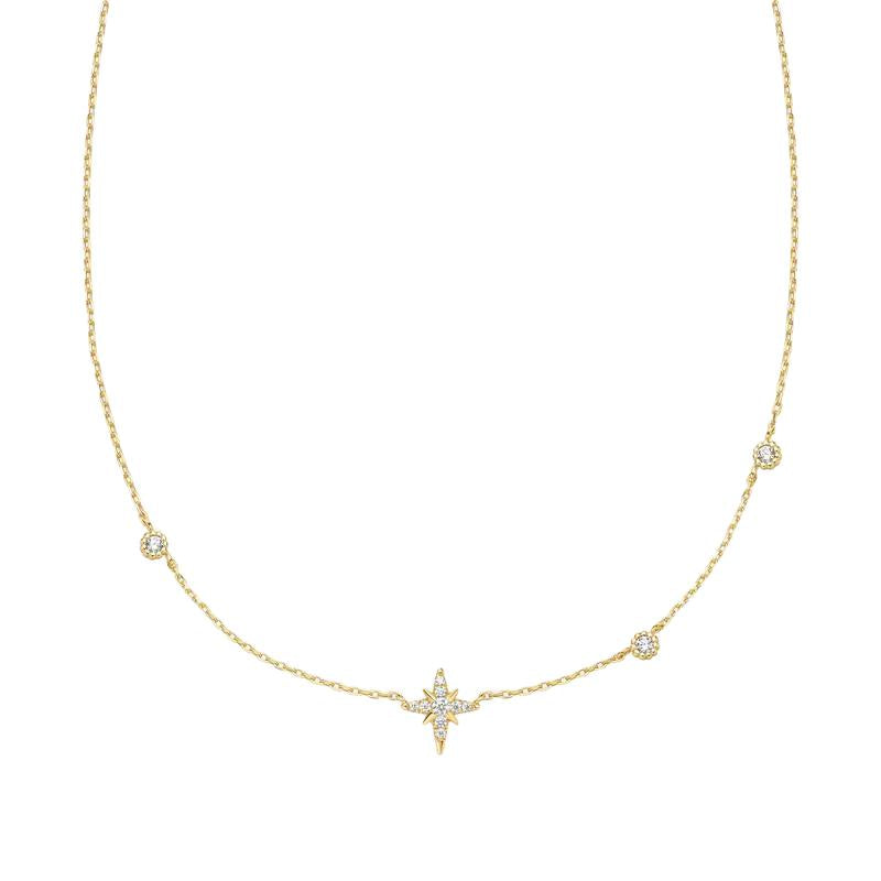 Ania Haie Gold Eight-Pointed Star Cubic Zirconia Station Necklace