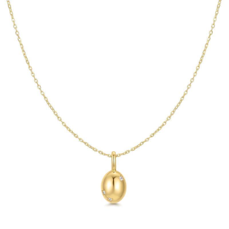 Ania Haie Gold Floral Oval Pendant Necklace