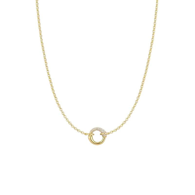 Ania Haie Gold Half Pavé & Polish Hoop Necklace