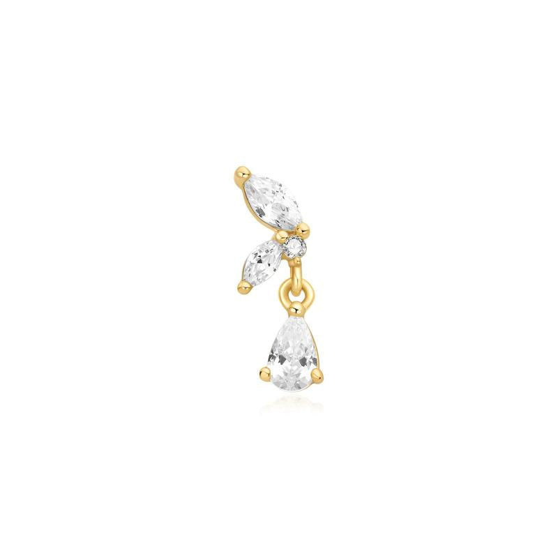 Ania Haie Gold Marquise Dangle Barbell Earring with Cubic Zirconia