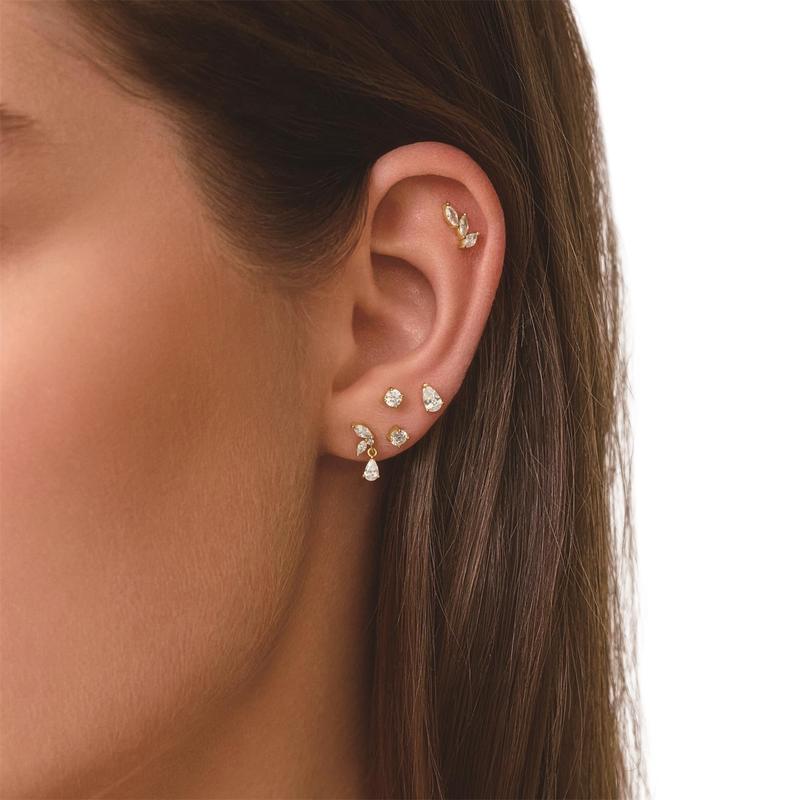 Ania Haie Gold Marquise Dangle Barbell Single Earring