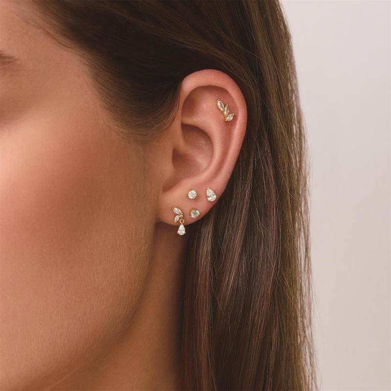 Ania Haie Gold Marquise Dangle Barbell Single Earring