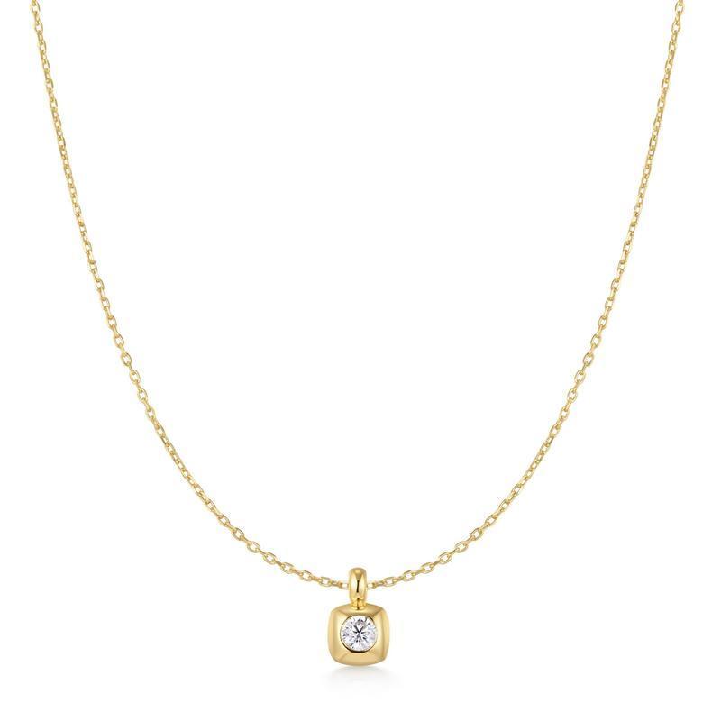 Ania Haie Gold Modern Bezel-Set Solitaire Necklace