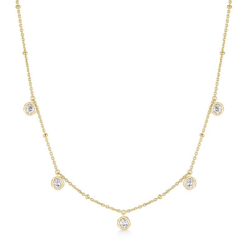 Ania Haie Gold Molten Bezel-Set Droplet Station Necklace